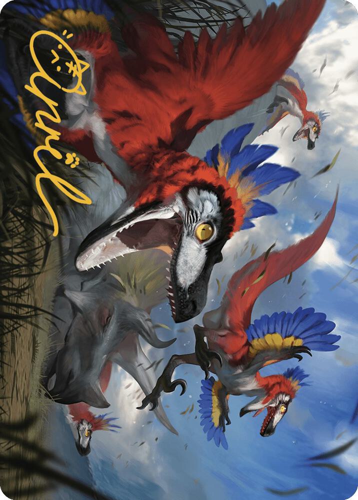 Wrathful Raptors Art Card (Gold-Stamped Signature) 77 card from Art Series: The Lost Caverns of Ixalan
