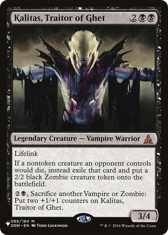 Kalitas, Traitor of Ghet 086/184 card from The List Reprints