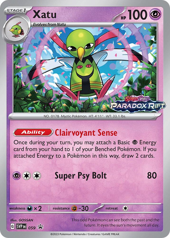 Xatu (Prerelease) 059 card from SV: Scarlet & Violet Promo Cards