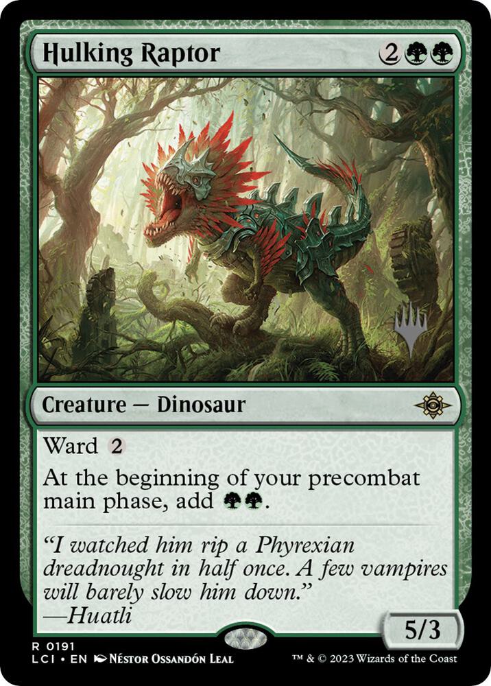 Hulking Raptor 191 card from Promo Pack: The Lost Caverns of Ixalan