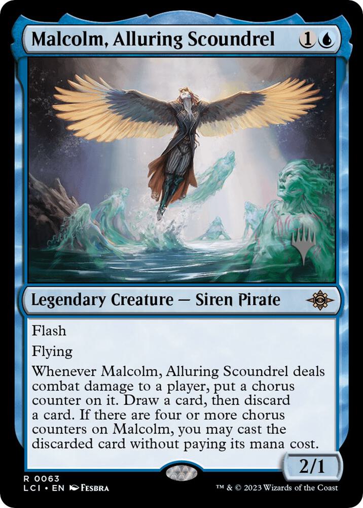 Malcolm, Alluring Scoundrel 63 card from Promo Pack: The Lost Caverns of Ixalan