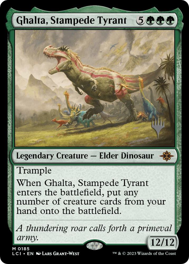 Ghalta, Stampede Tyrant 185 card from Promo Pack: The Lost Caverns of Ixalan