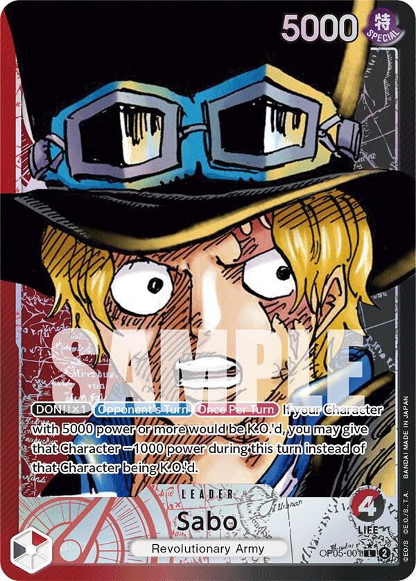Sabo (Alternate Art) OP05-001 card from Awakening of the New Era