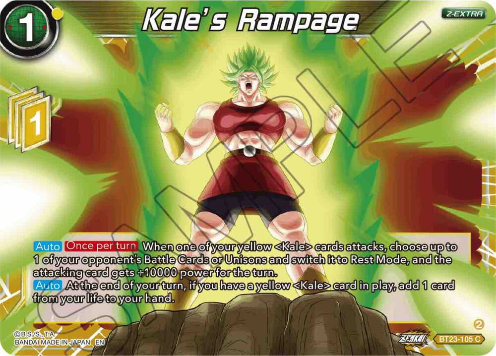 Kale's Rampage BT23-105 card from Perfect Combination