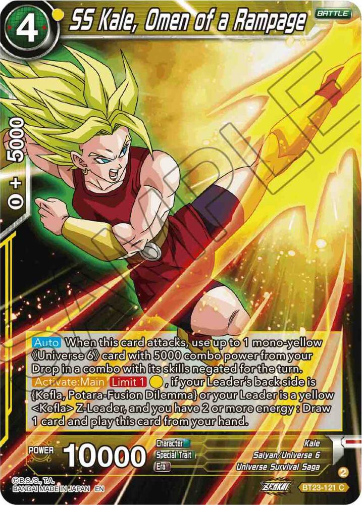 SS Kale, Omen of a Rampage BT23-121 card from Perfect Combination