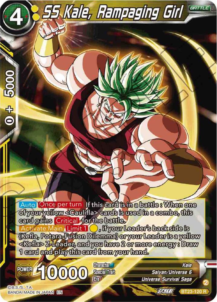 SS Kale, Rampaging Girl BT23-120 card from Perfect Combination