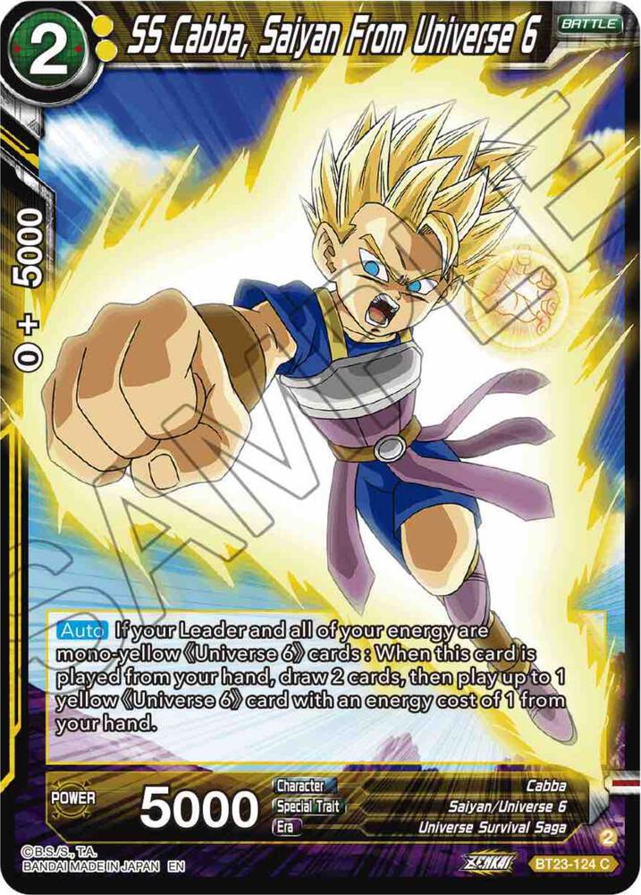 SS Cabba, Saiyan From Universe 6 BT23-124 card from Perfect Combination