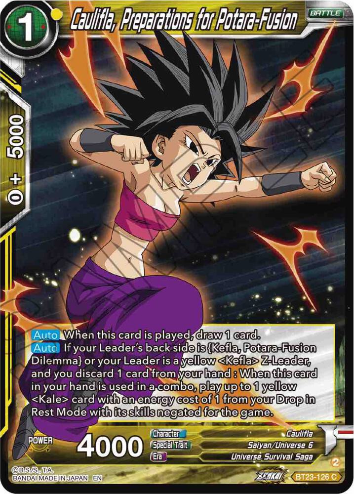 Caulifla, Preparations for Potara-Fusion BT23-126 card from Perfect Combination