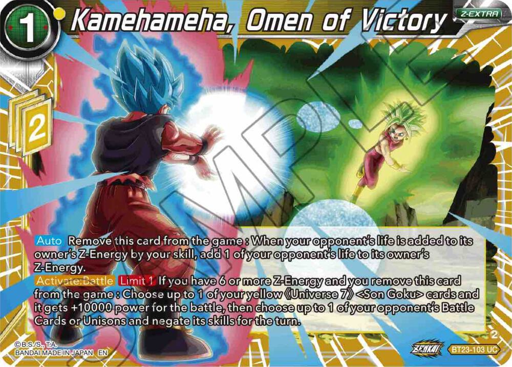 Kamehameha, Omen of Victory BT23-103 card from Perfect Combination
