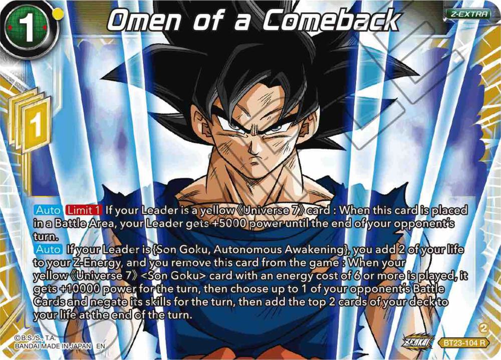 Omen of a Comeback BT23-104 card from Perfect Combination