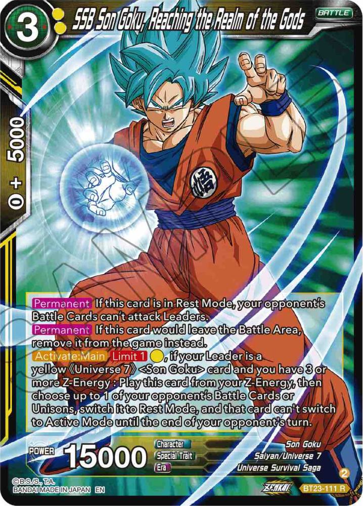SSB Son Goku, Reaching the Realm of the Gods BT23-111 card from Perfect Combination