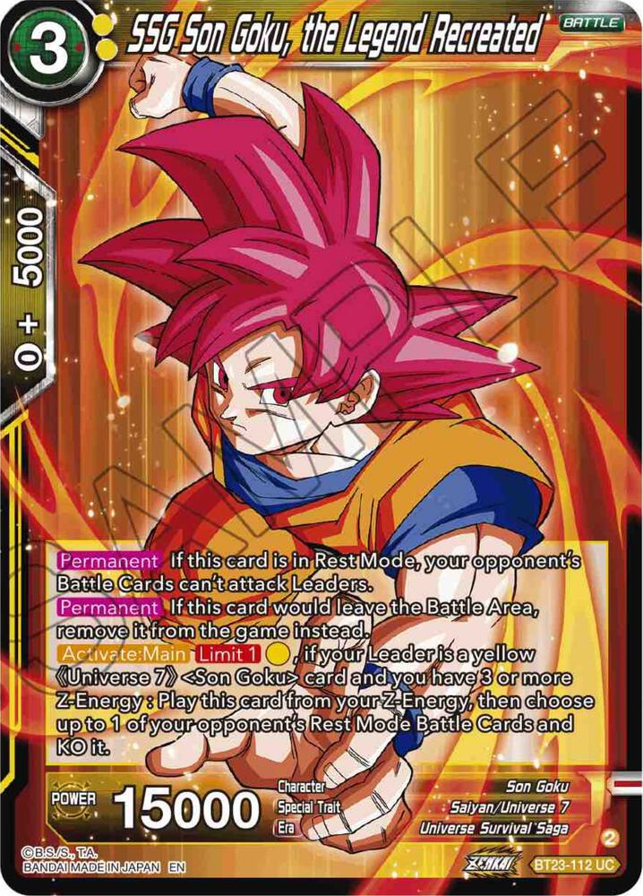 SSG Son Goku, the Legend Recreated BT23-112 card from Perfect Combination