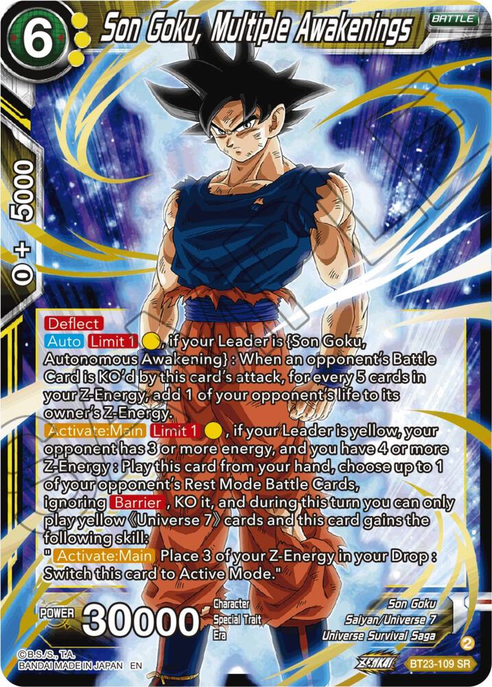 Son Goku, Multiple Awakenings BT23-109 card from Perfect Combination