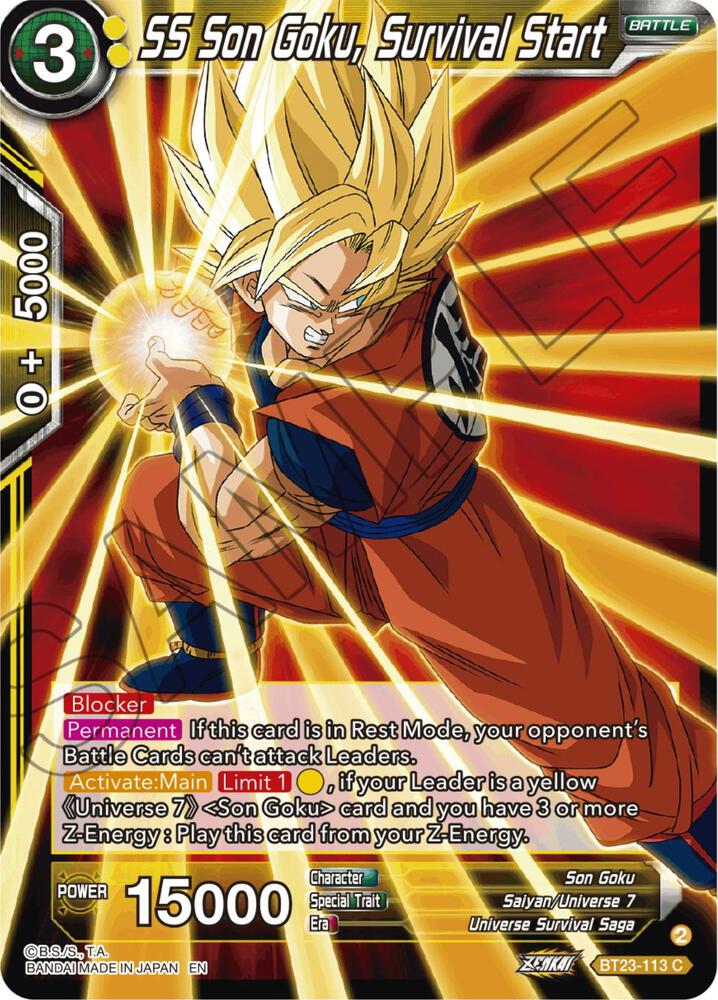 SS Son Goku, Survival Start BT23-113 card from Perfect Combination