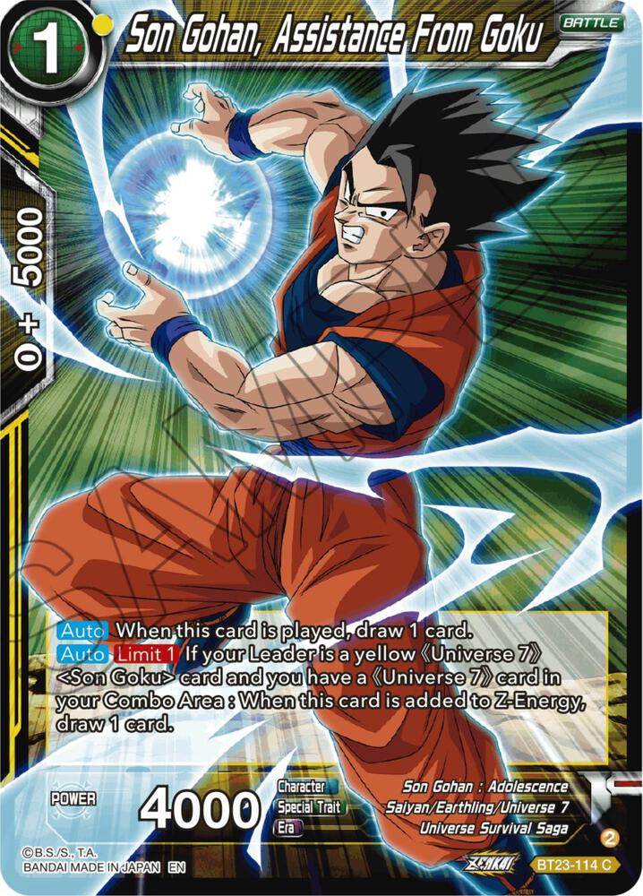 Son Gohan, Assistance From Goku BT23-114 card from Perfect Combination