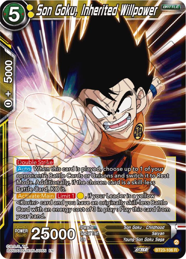 Son Goku, Inherited Willpower BT23-106 card from Perfect Combination