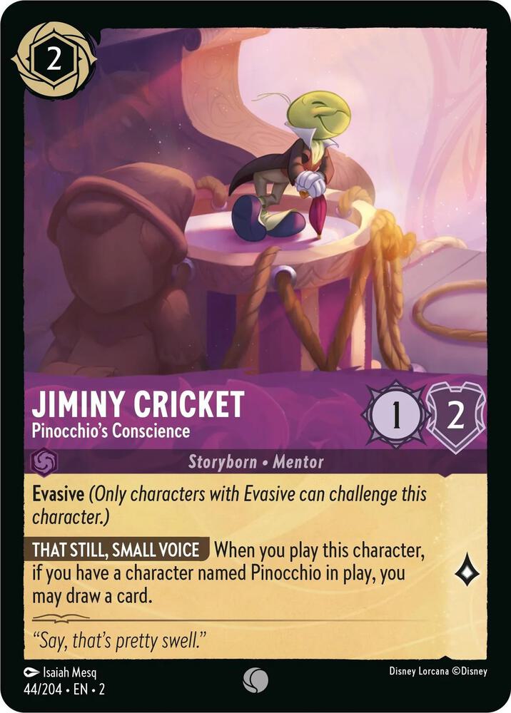 Jiminy Cricket - Pinocchio's Conscience 44/204 card from Rise of the Floodborn