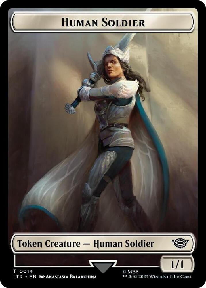 Human Soldier (0014) // Food Double-Sided Token (Surge Foil) 14 // 23 card from Universes Beyond: The Lord of the Rings: Tales of Middle-earth