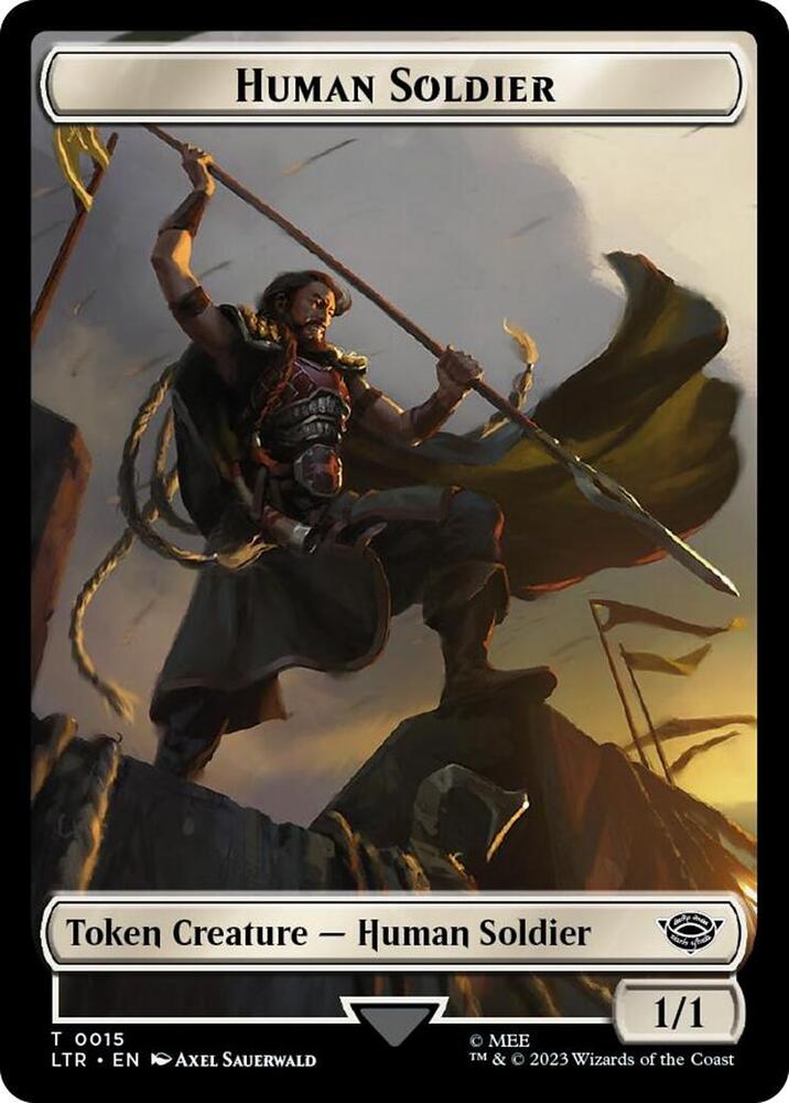 Human Soldier (0015) // Food Double-Sided Token (Surge Foil) 15 // 22 card from Universes Beyond: The Lord of the Rings: Tales of Middle-earth