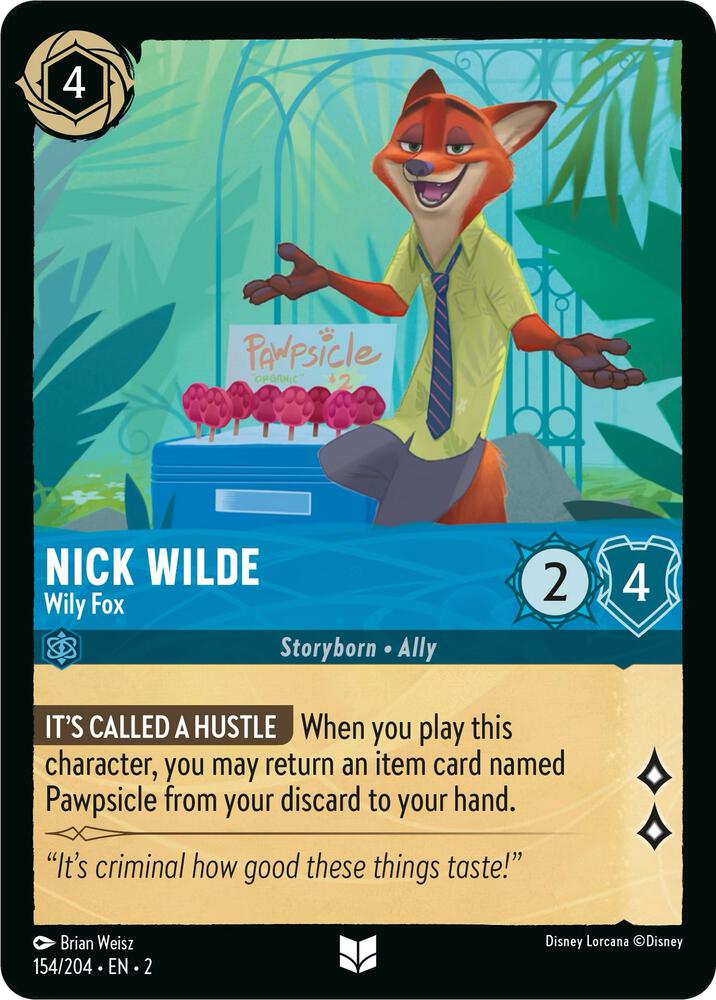 Nick Wilde - Wily Fox 154/204 card from Rise of the Floodborn