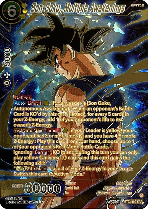 Son Goku, Multiple Awakenings (SPR) BT23-109 card from Perfect Combination