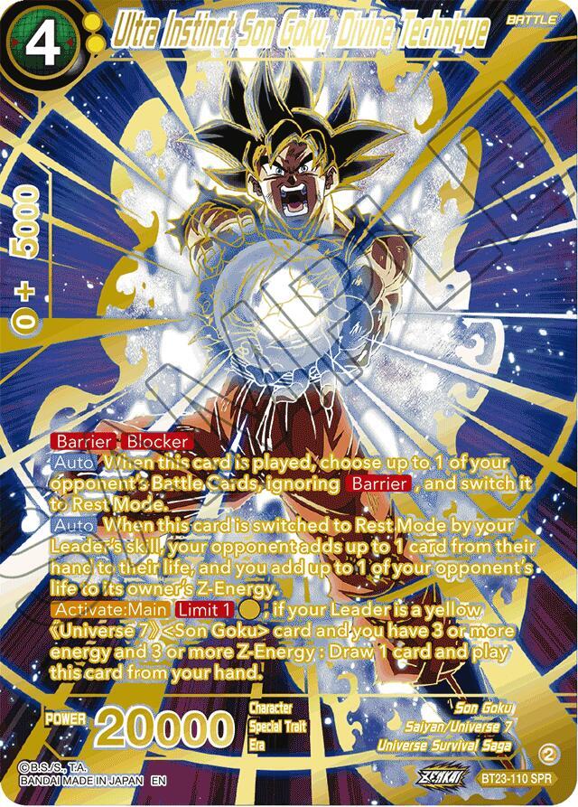 Ultra Instinct Son Goku, Divine Technique (SPR) BT23-110 card from Perfect Combination
