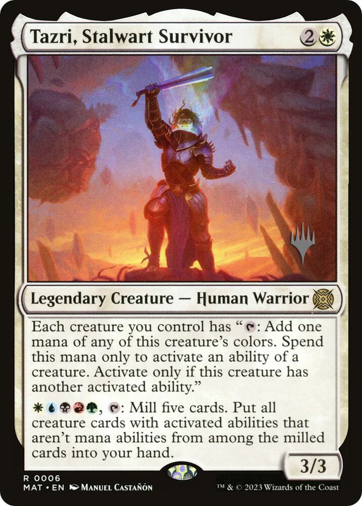 Tazri, Stalwart Survivor 6 card from Promo Pack: The Lost Caverns of Ixalan