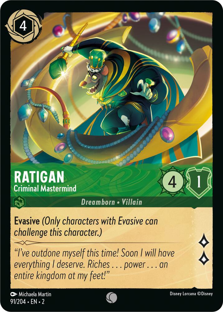 Ratigan - Criminal Mastermind 91/204 card from Rise of the Floodborn