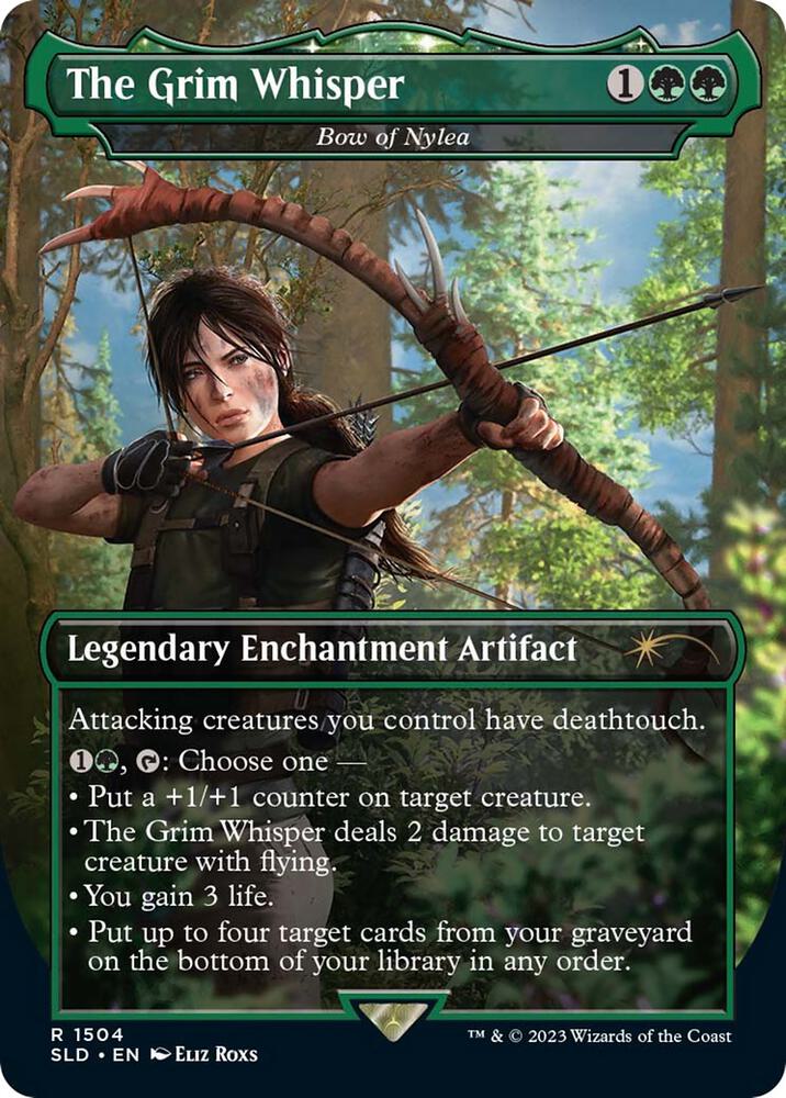 The Grim Whisper - Bow of Nylea 1504 card from Secret Lair Drop Series