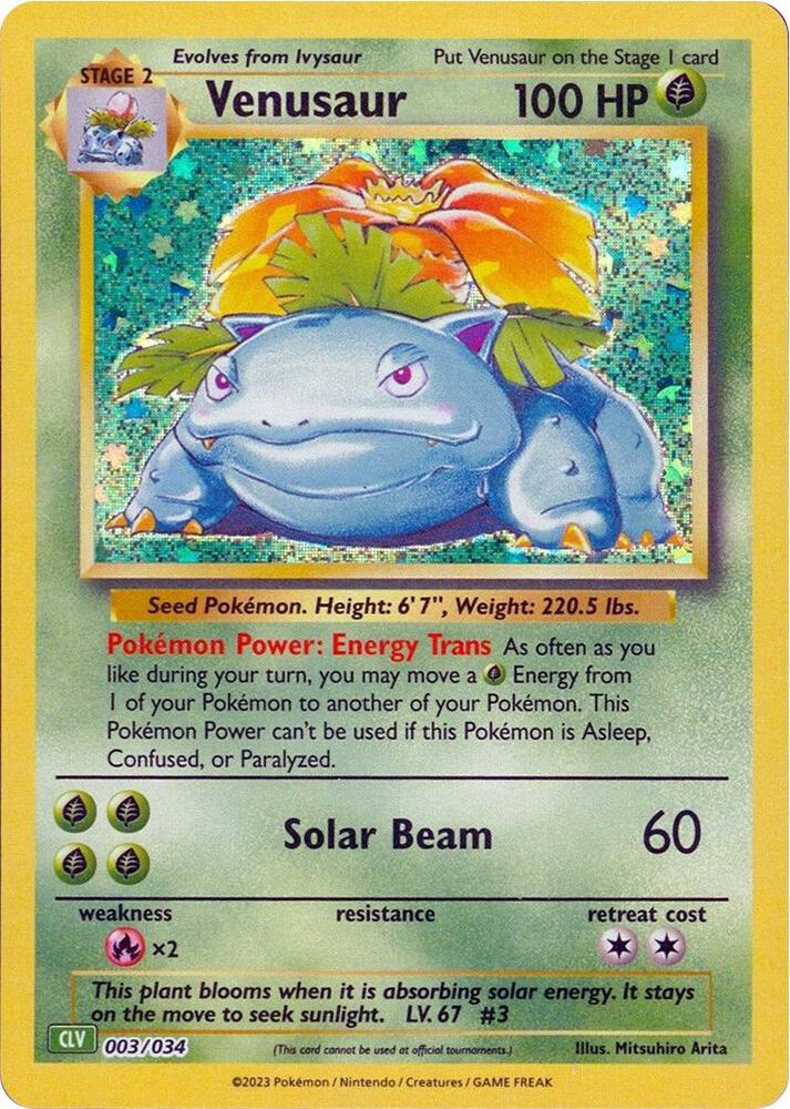 Venusaur 003/034 card from Trading Card Game Classic