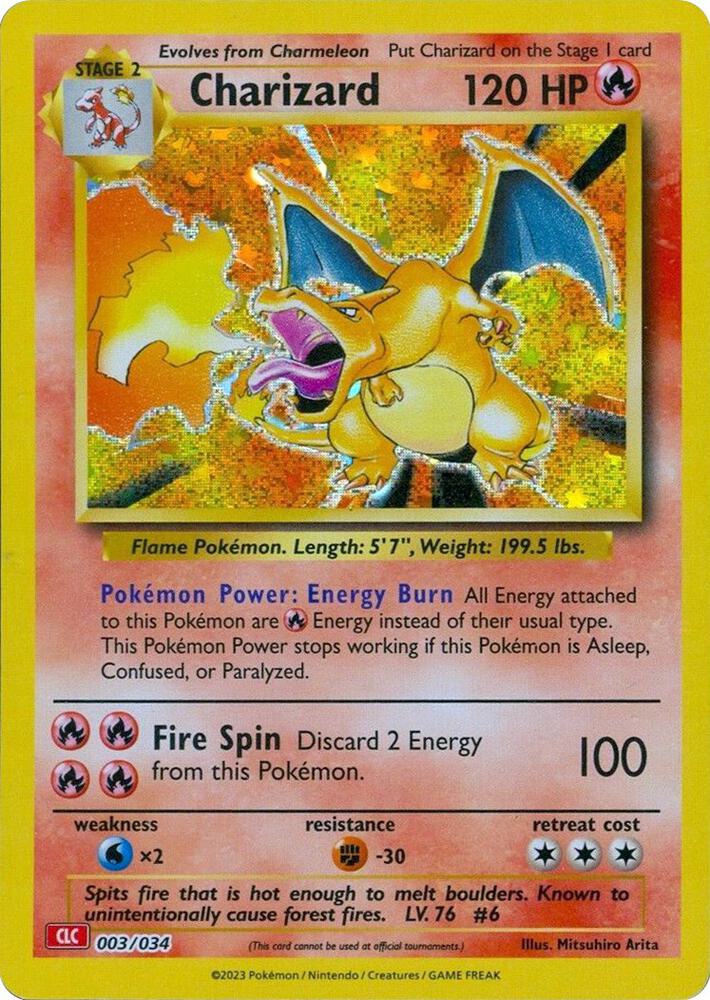 Charizard 003/034 card from Trading Card Game Classic