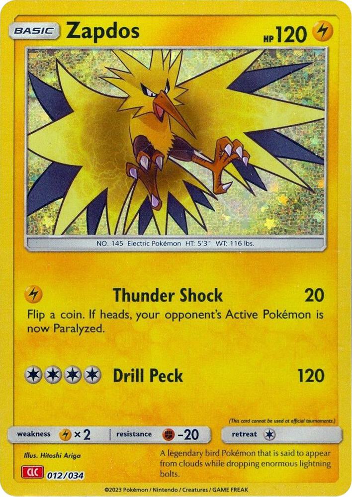 Zapdos 012/034 card from Trading Card Game Classic