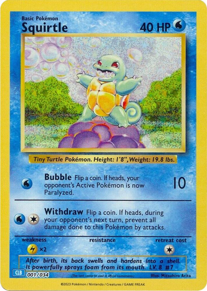 Squirtle 001/034 card from Trading Card Game Classic