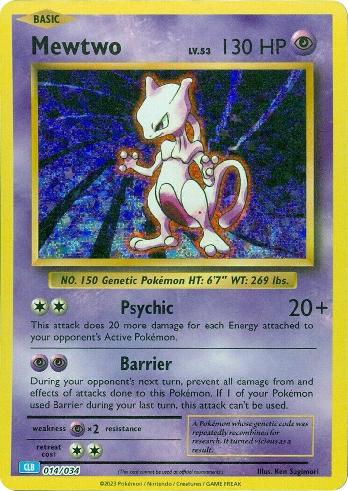 Mewtwo 014/034 card from Trading Card Game Classic