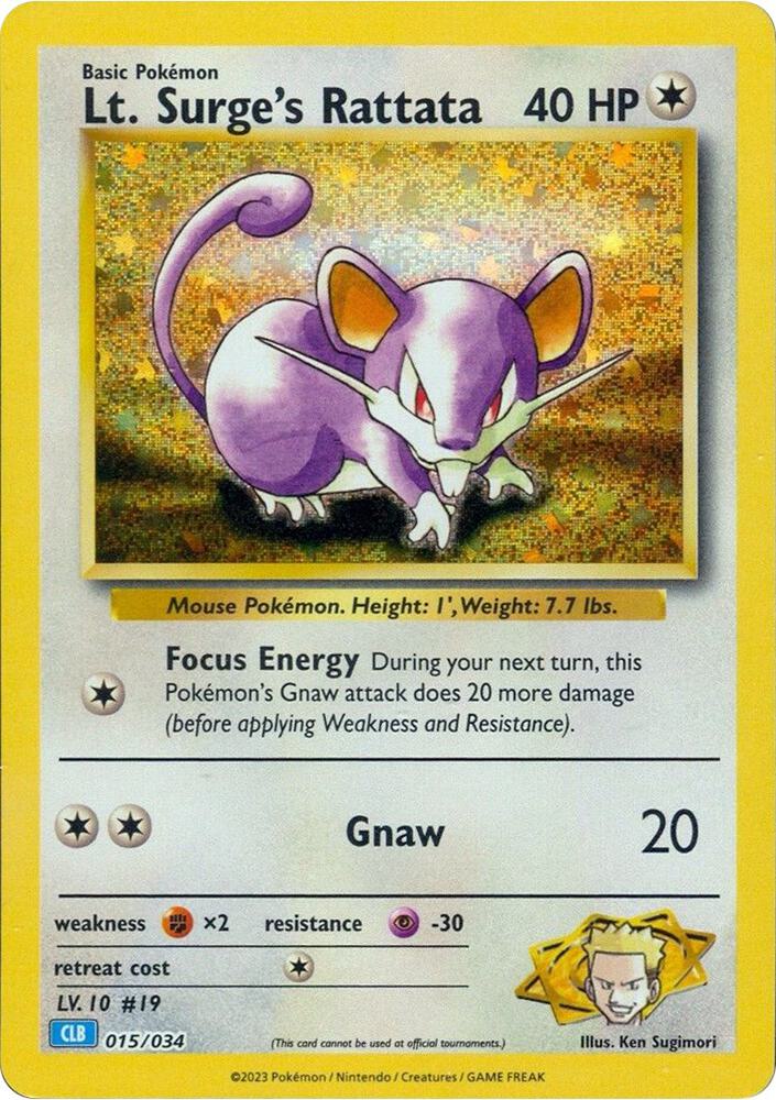 Lt. Surge's Rattata 015/034 card from Trading Card Game Classic