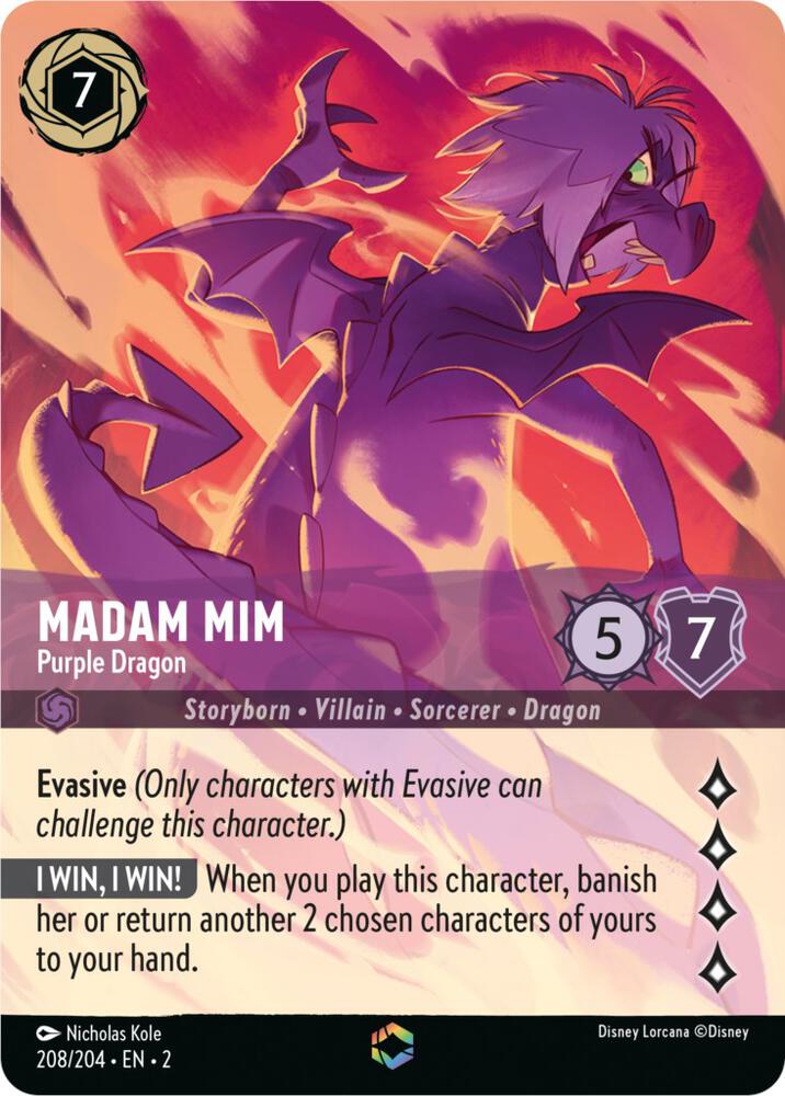 Madam Mim - Purple Dragon (Enchanted) 208/204 card from Rise of the Floodborn
