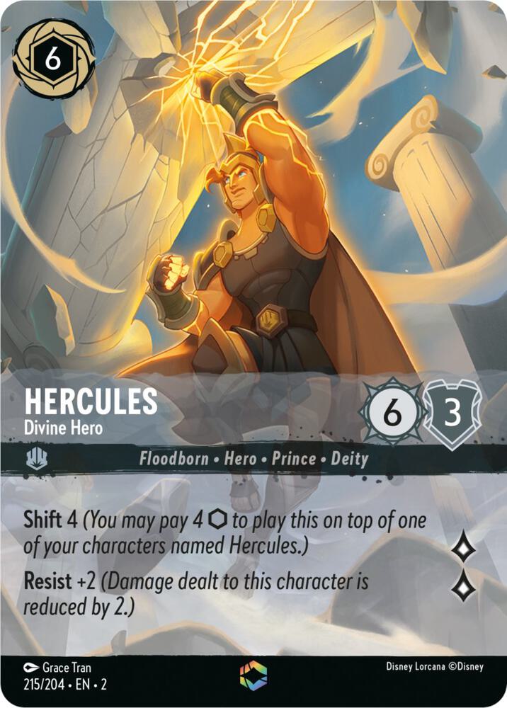 Hercules - Divine Hero (Enchanted) 215/204 card from Rise of the Floodborn