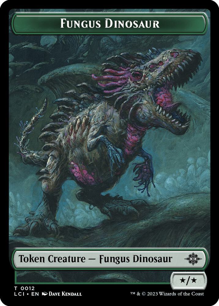 Fungus Dinosaur // Gnome Soldier Double-Sided Token 12 // 3 card from The Lost Caverns of Ixalan