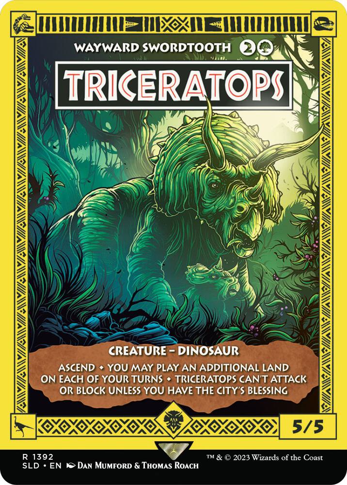 Triceratops - Wayward Swordtooth 1392 card from Secret Lair Drop Series