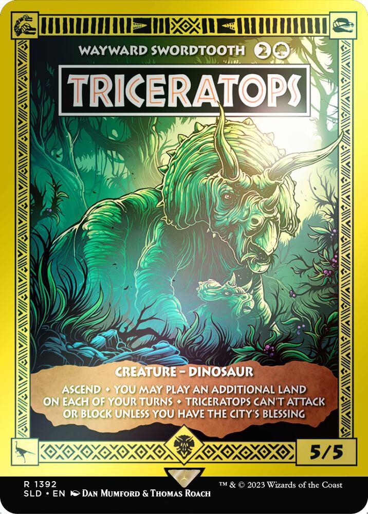 Triceratops - Wayward Swordtooth (Rainbow Foil) 1392 card from Secret Lair Drop Series
