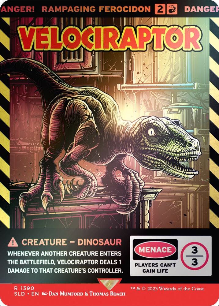 Velociraptor - Rampaging Ferocidon (Rainbow Foil) 1390 card from Secret Lair Drop Series