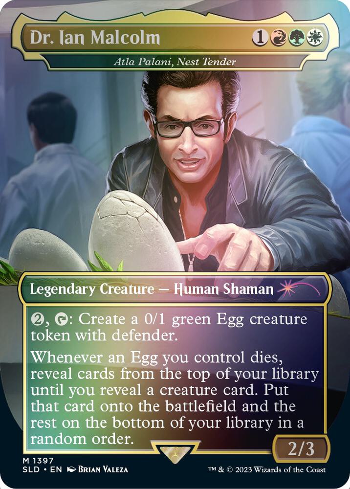 Dr. Ian Malcolm - Atla Palani, Nest Tender (Rainbow Foil) 1397 card from Secret Lair Drop Series