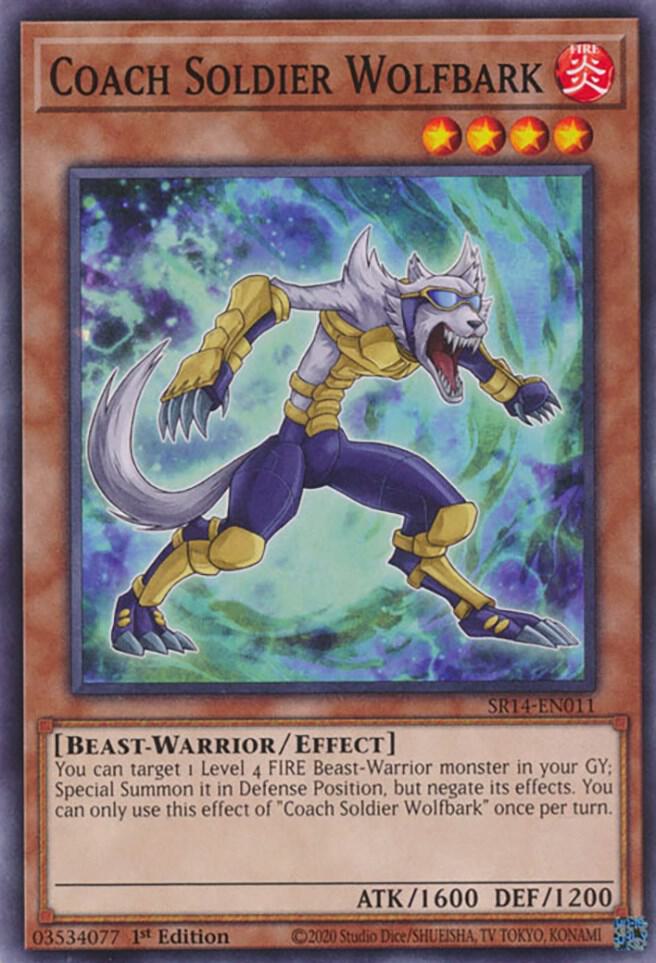 Coach Soldier Wolfbark SR14-EN011 card from Structure Deck: Fire Kings