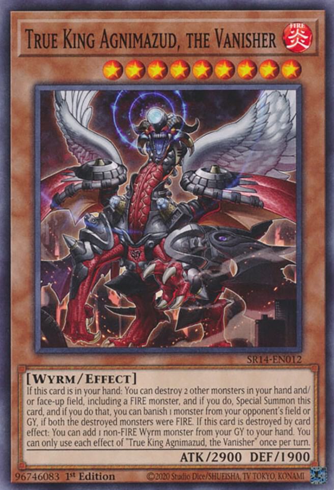 True King Agnimazud, the Vanisher SR14-EN012 card from Structure Deck: Fire Kings