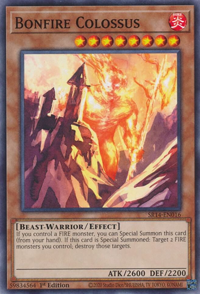 Bonfire Colossus SR14-EN016 card from Structure Deck: Fire Kings