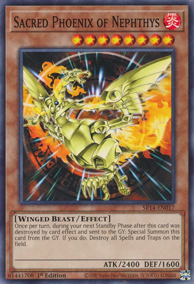 Sacred Phoenix of Nephthys SR14-EN017 card from Structure Deck: Fire Kings