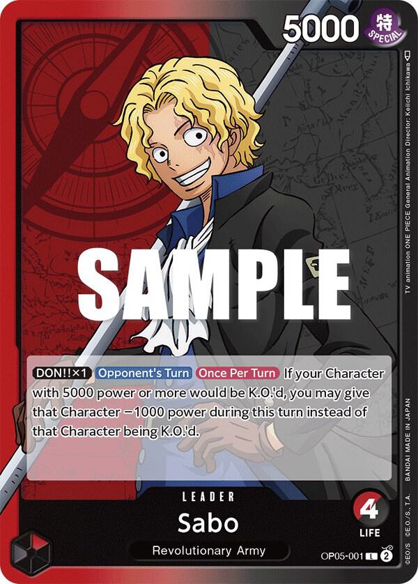 Sabo OP05-001 card from Awakening of the New Era