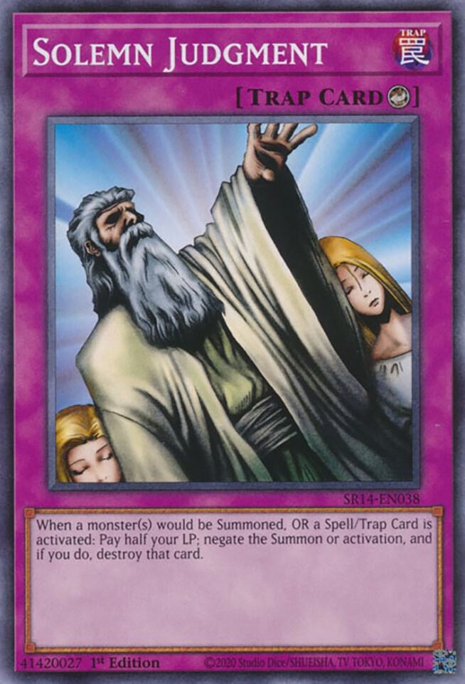 Solemn Judgment SR14-EN038 card from Structure Deck: Fire Kings