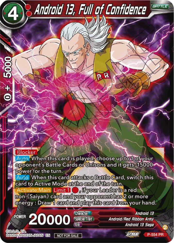 Android 13, Full of Confidence (Zenkai Series Tournament Pack Vol.6) P-554 card from Tournament Promotion Cards