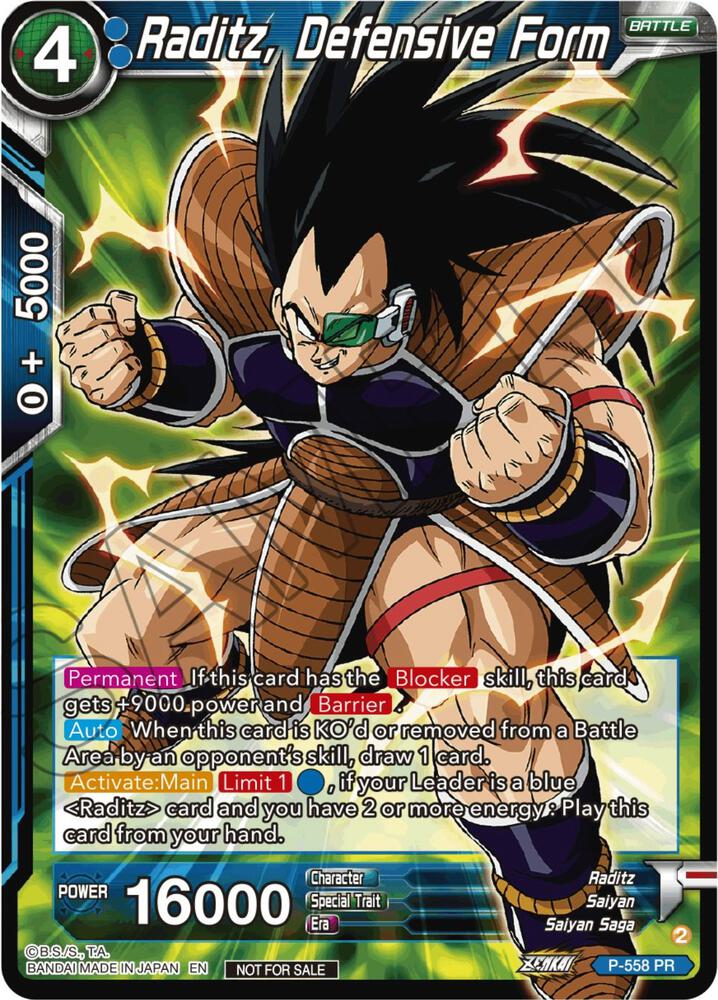 Raditz, Defensive Form (Zenkai Series Tournament Pack Vol.6) P-558 card from Tournament Promotion Cards